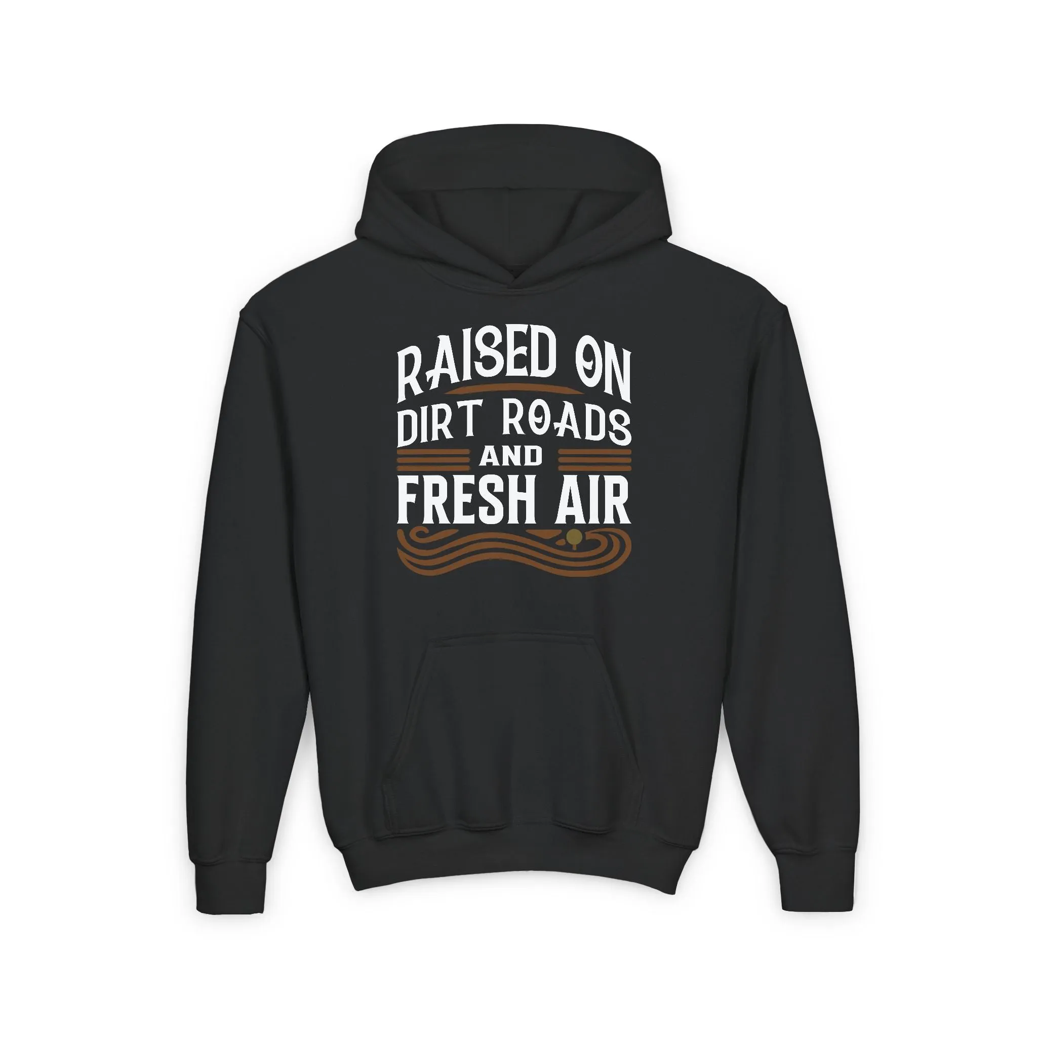 RAISED ON DIRT ROADS AND FRESH AIR YOUTH HOODIE
