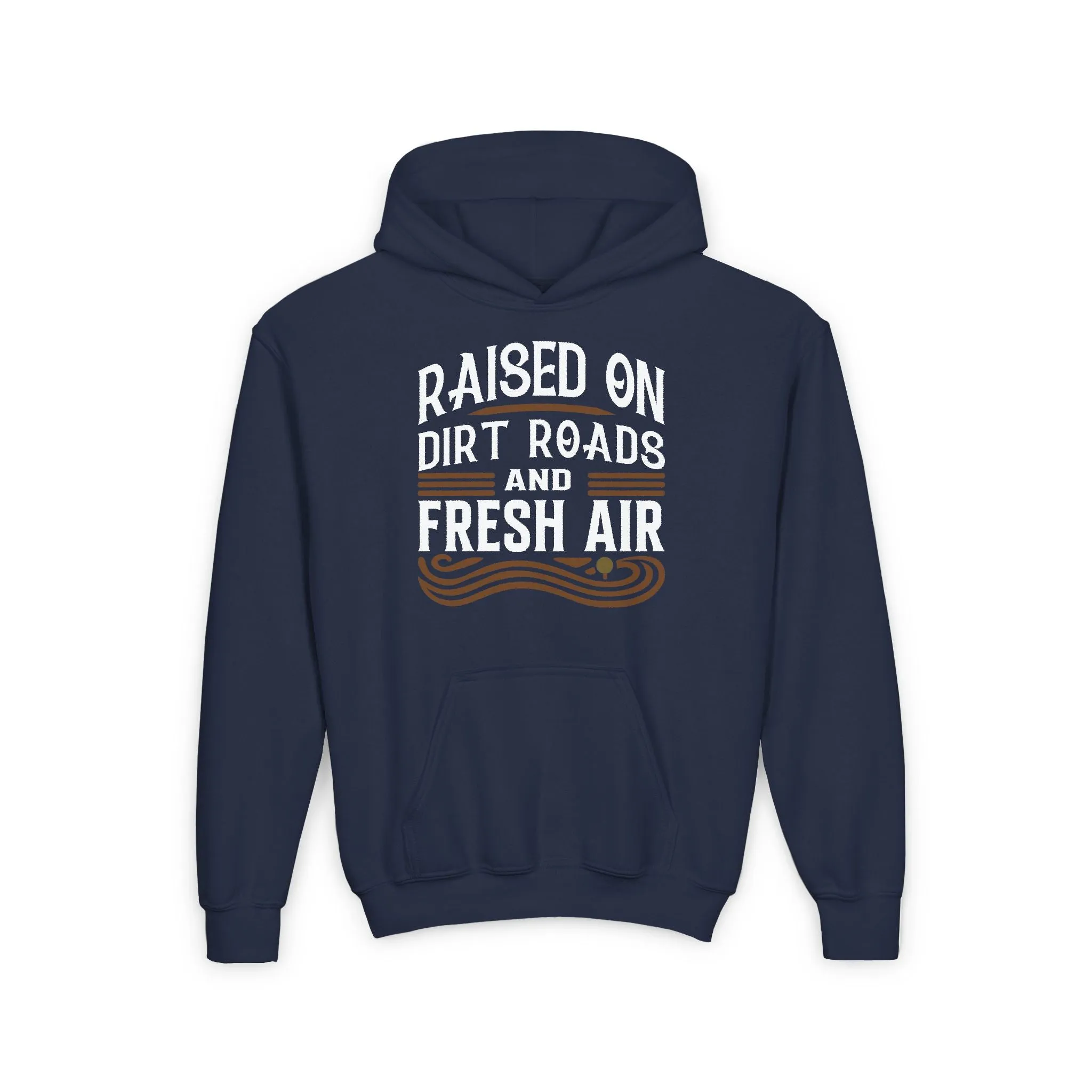 RAISED ON DIRT ROADS AND FRESH AIR YOUTH HOODIE