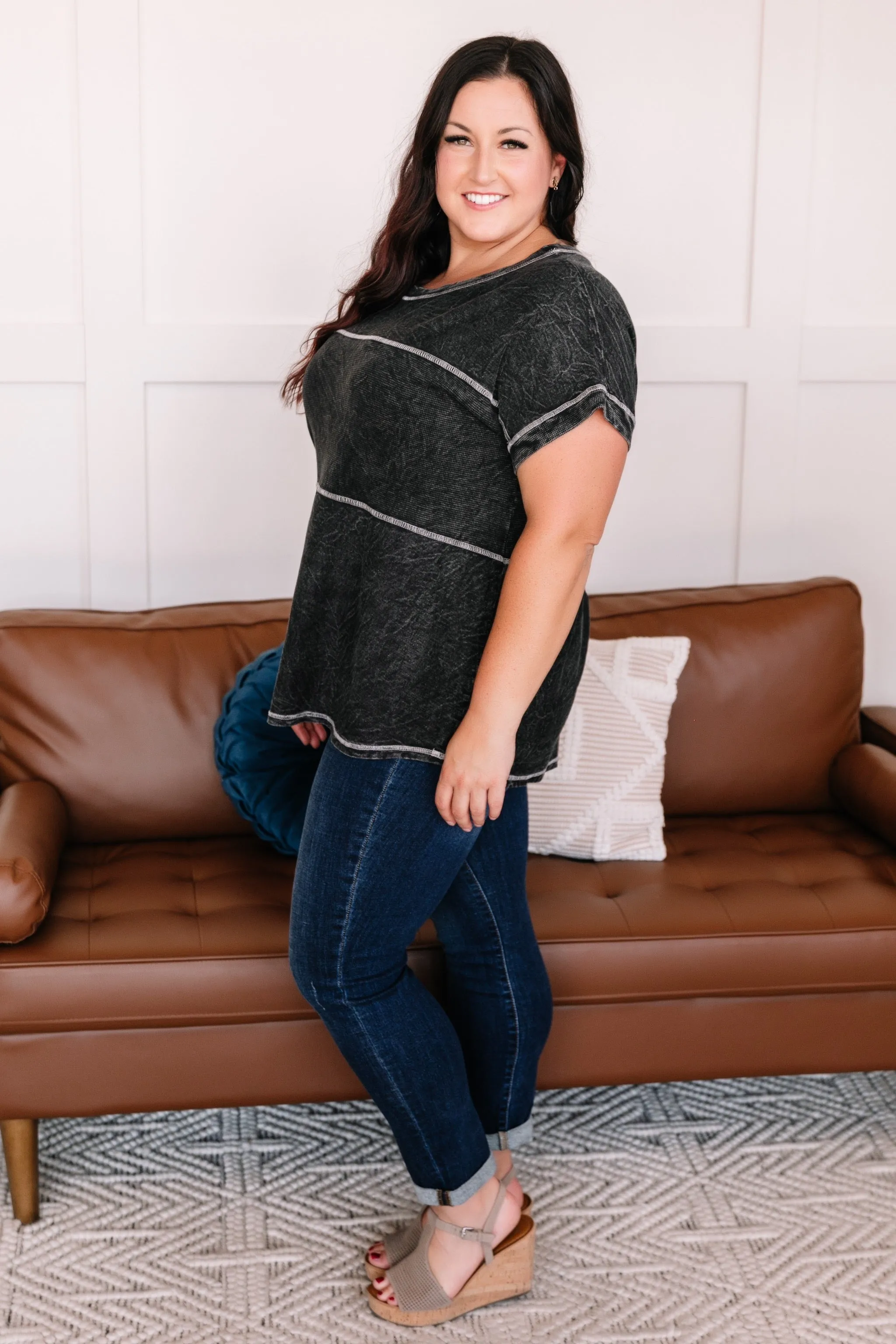 Redundancy In Black Mineral Wash Top