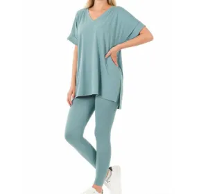 Relaxed Blue Grey Legging Set