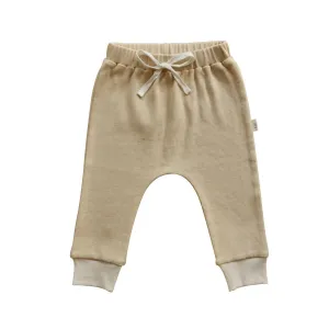 Relaxed Fit Ribbed Leggings - Beige