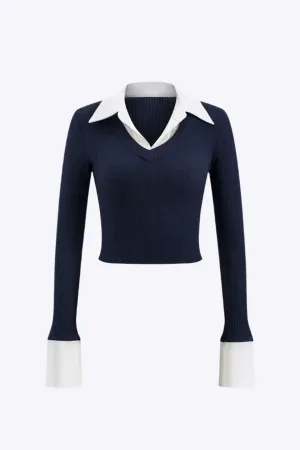 Rhea - Modern Patchwork Design Woman's Long Sleeve Shirt