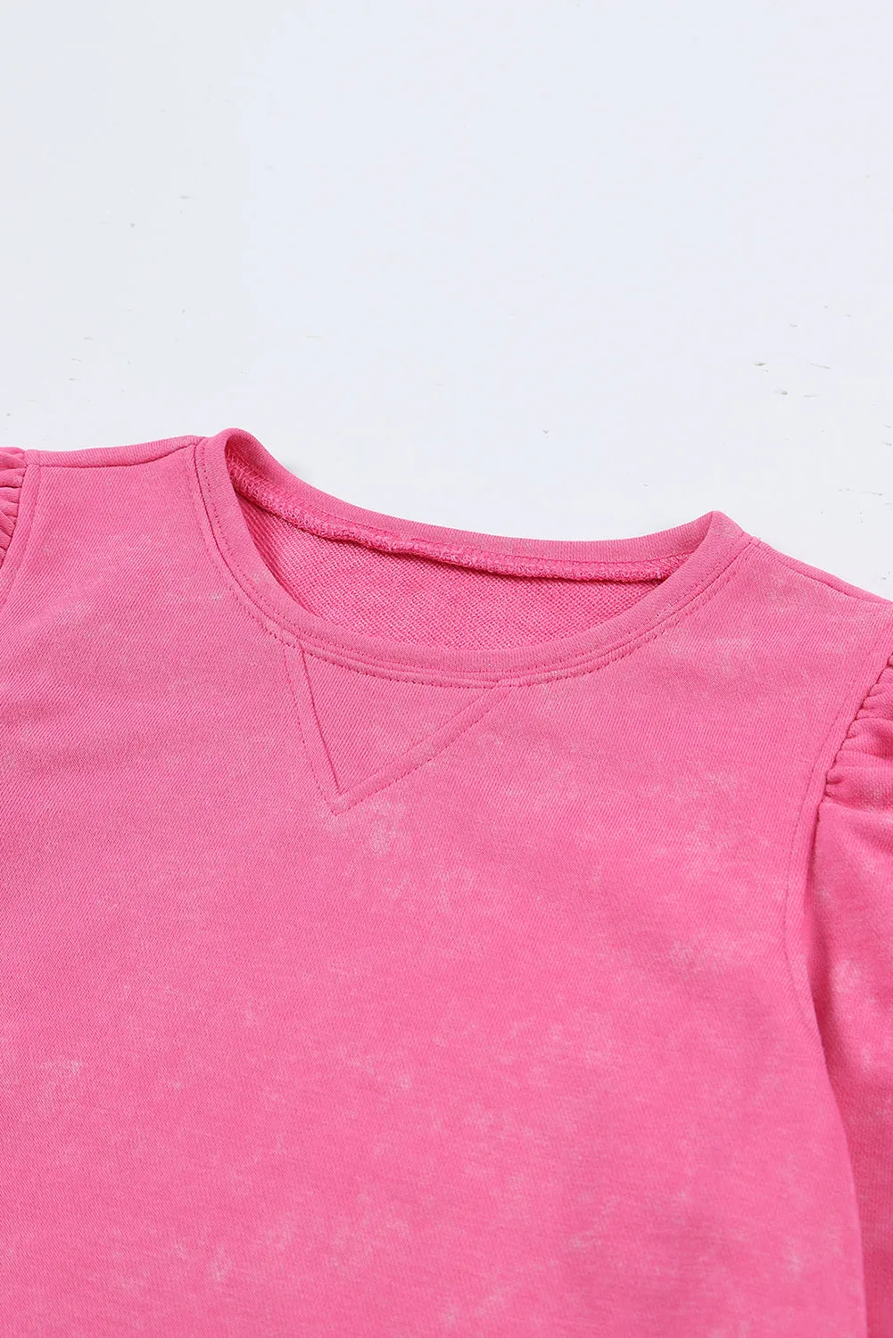 Rose Vintage Washed Puff Sleeve Sweatshirt