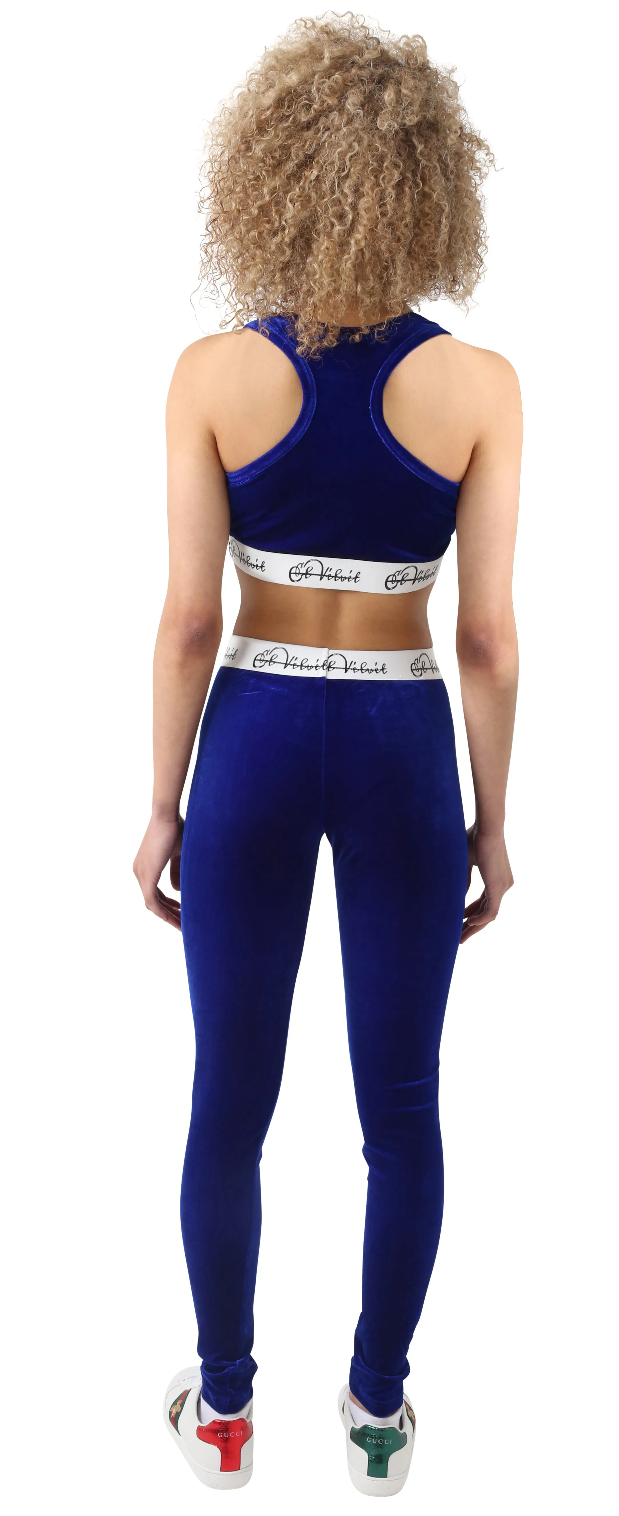 Royal Blue Velvet Taped Bralet & Pants/ Leggings Full Set