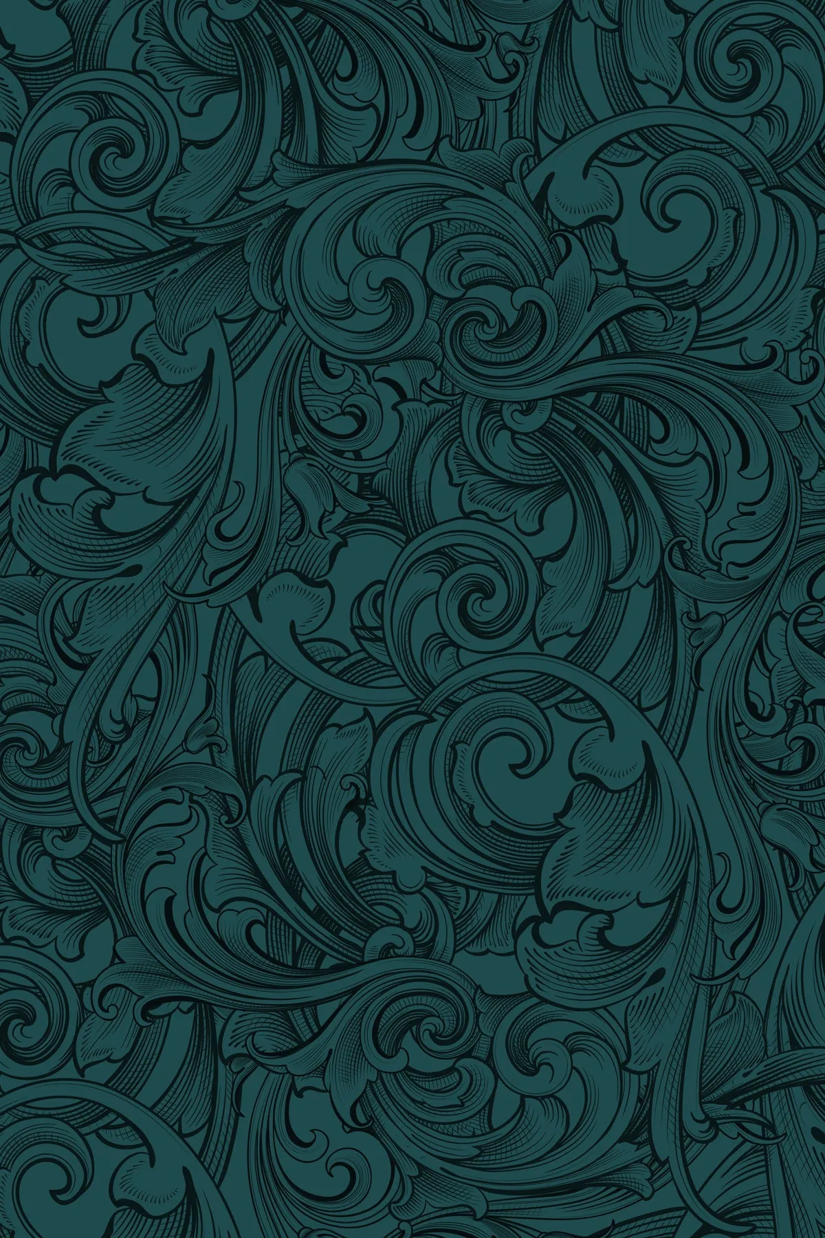 Scrollwork Leggings: Dark Teal Blue
