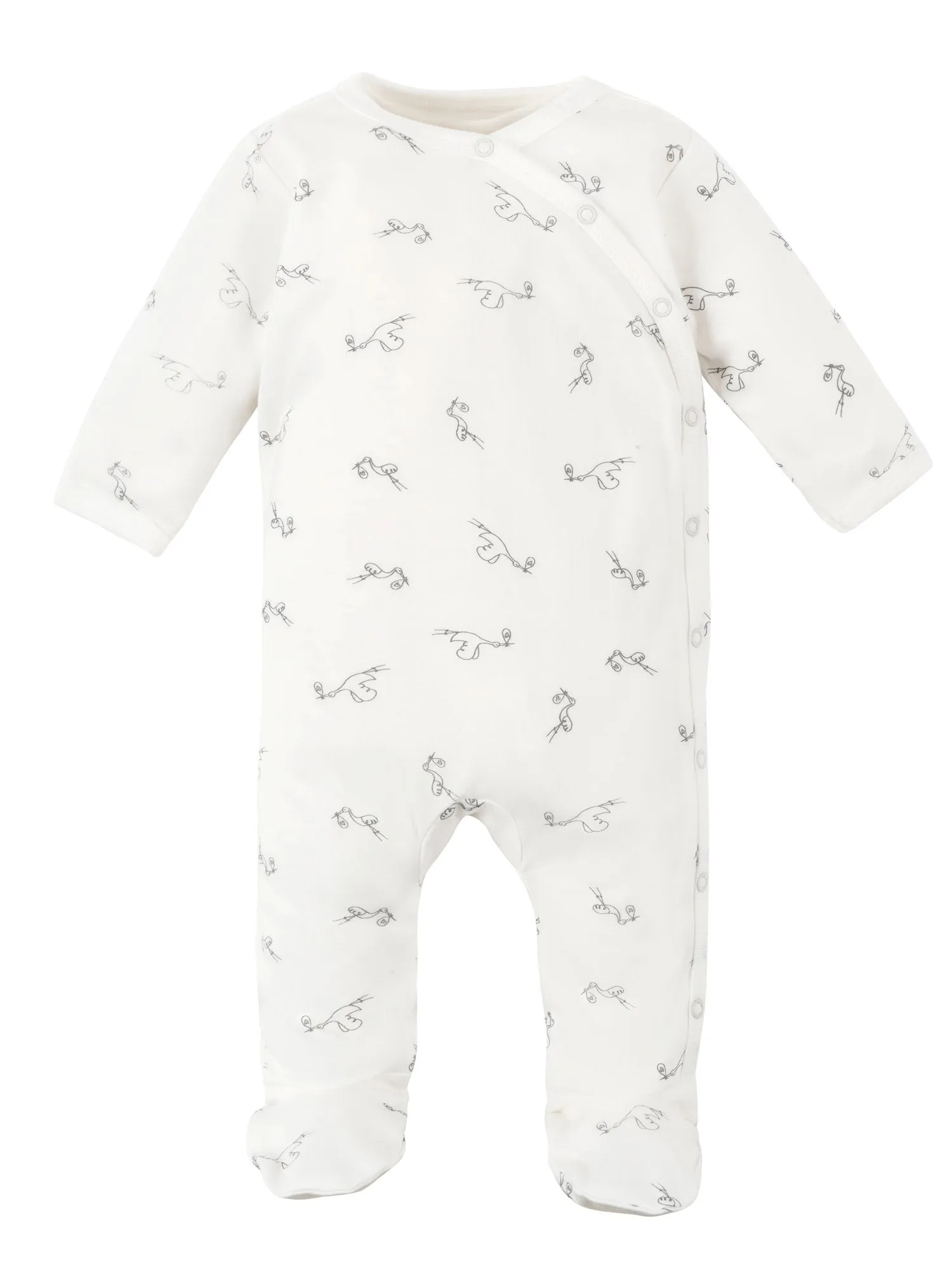 Side Snap Footie - Stork Print
