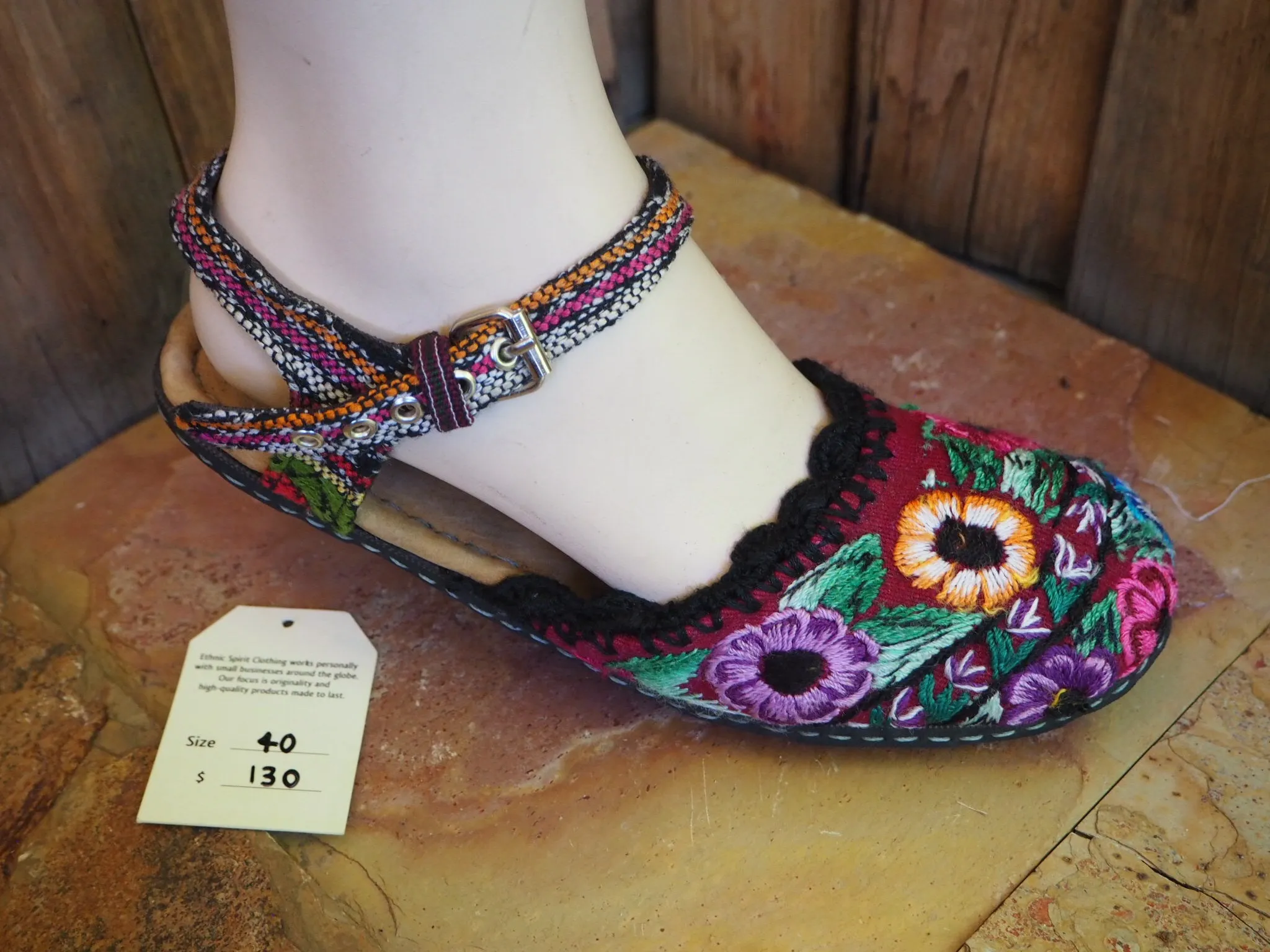 Size 40 Ballerina Sandals - Yellow and Pink Flowers