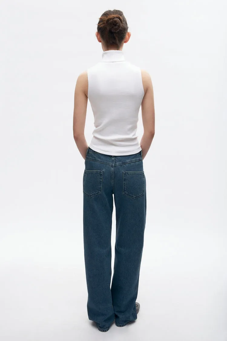 Sleeveless Cotton Turtleneck