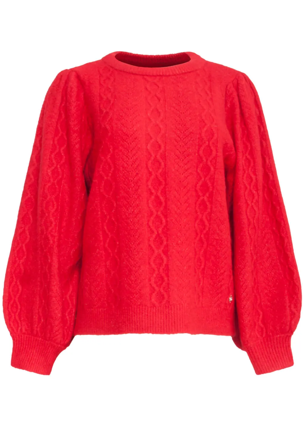 Smashed Lemon Cable Down Sweater Red