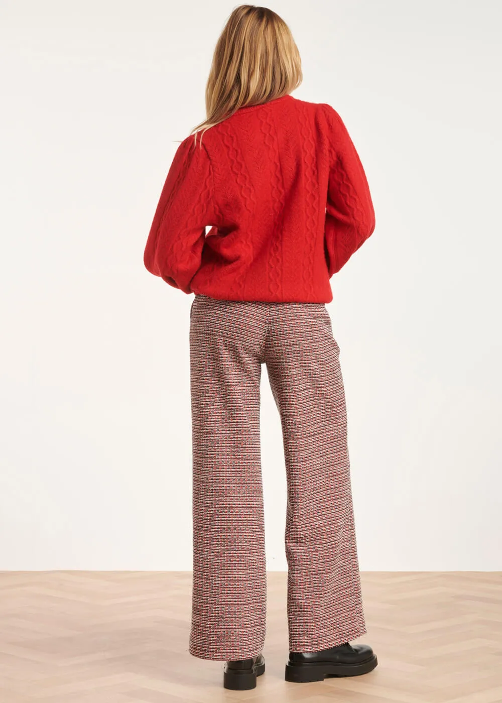 Smashed Lemon Cable Down Sweater Red