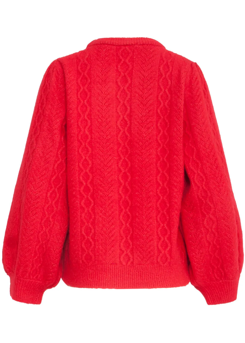 Smashed Lemon Cable Down Sweater Red