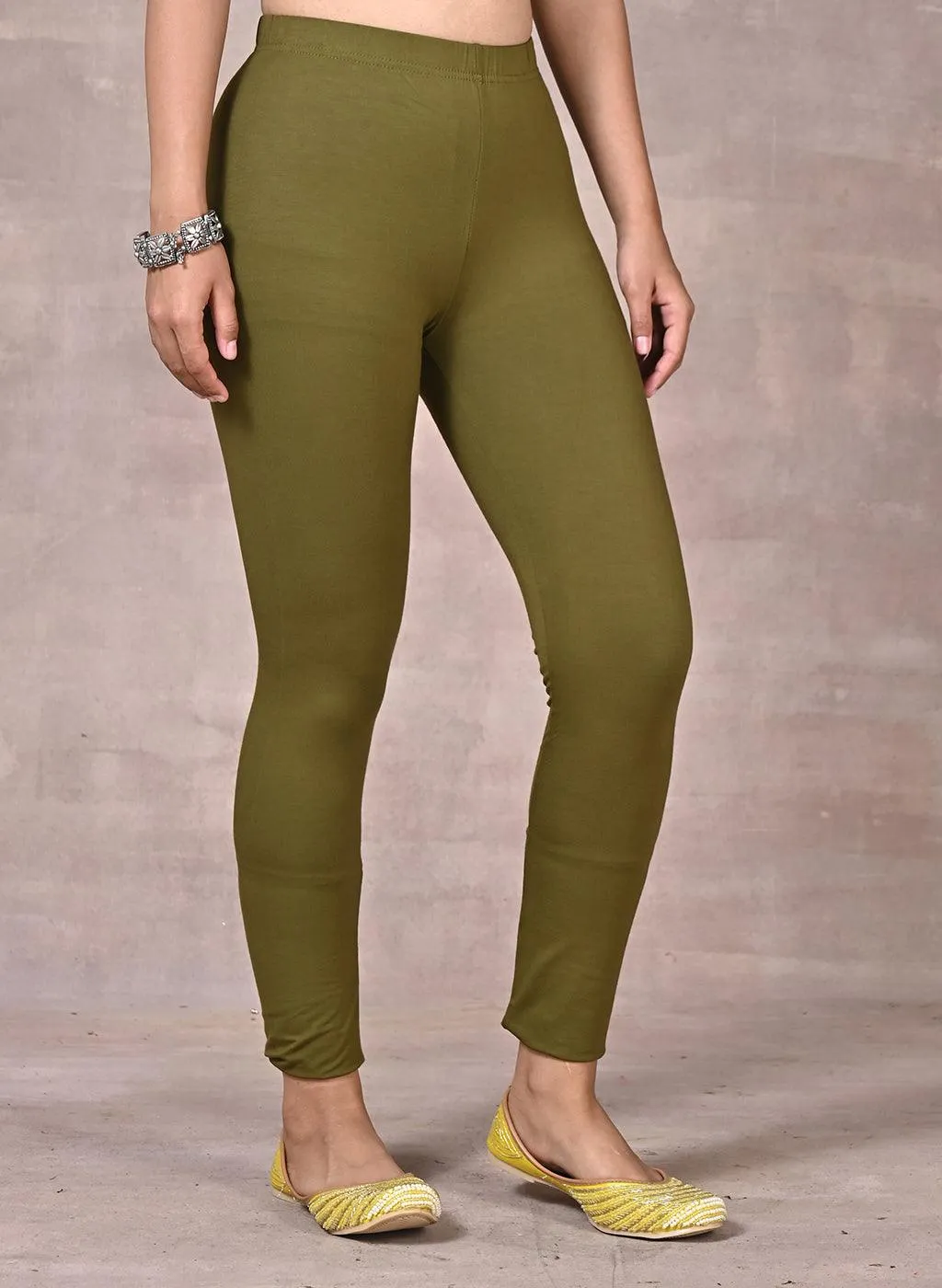 Sofia Mehndi Green Skinny Fit Leggings for Women