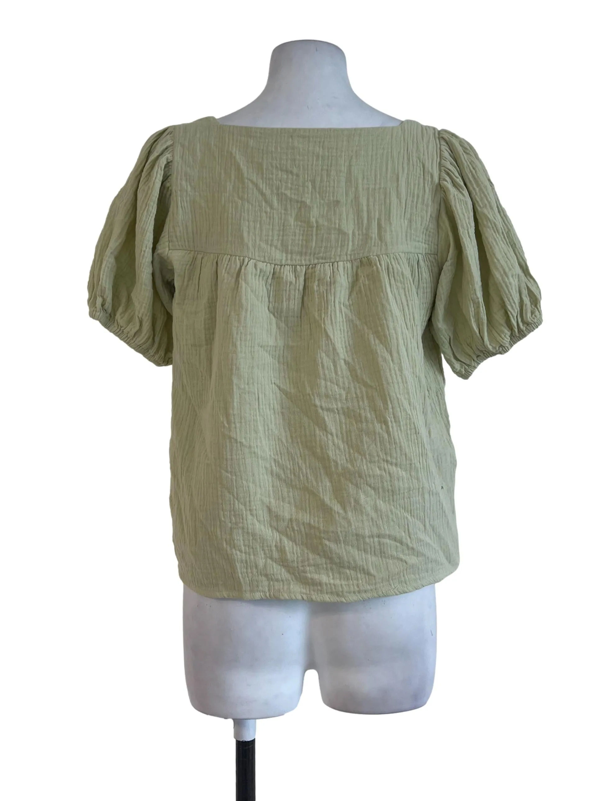 Soft Green Floral Neck Top