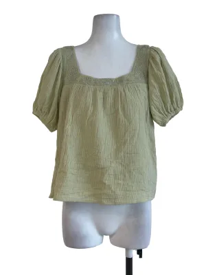 Soft Green Floral Neck Top