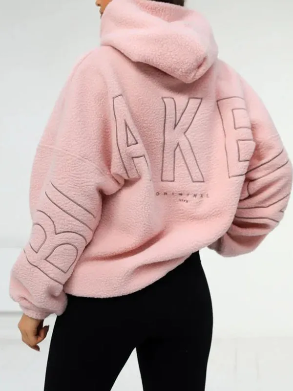 Solid 90s Letter Print Oversized Hoodie