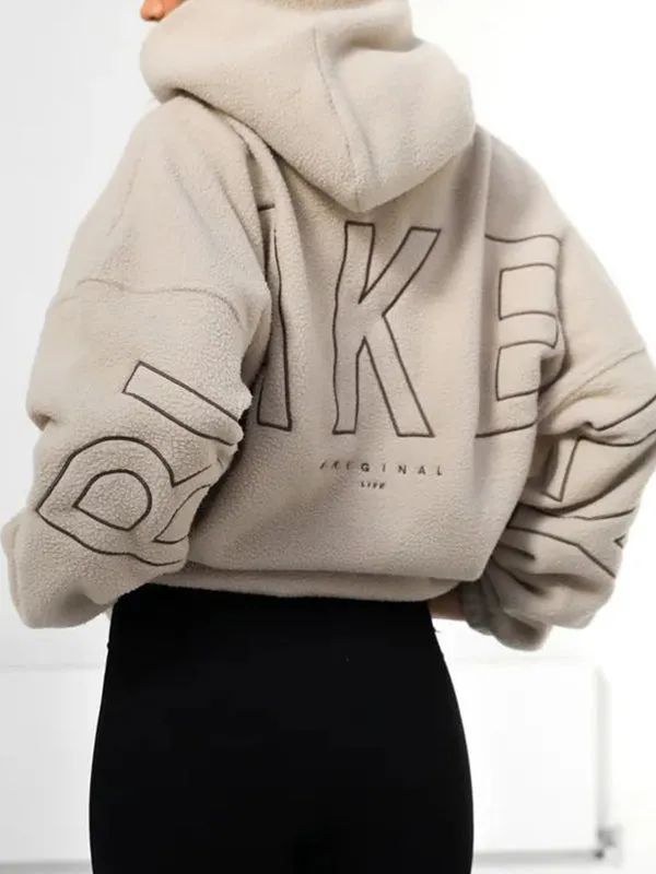 Solid 90s Letter Print Oversized Hoodie
