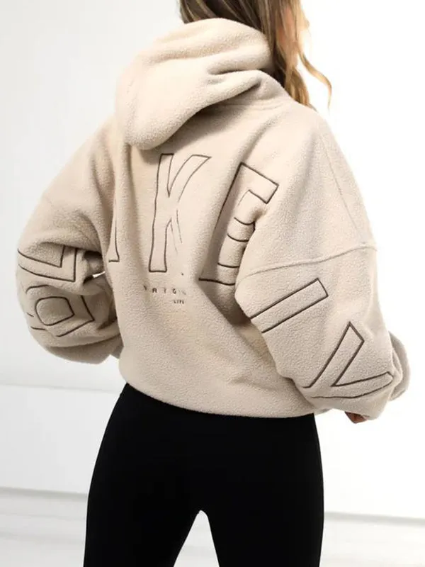 Solid 90s Letter Print Oversized Hoodie