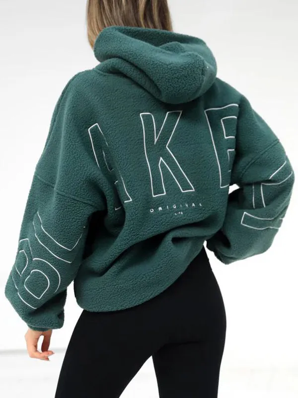 Solid 90s Letter Print Oversized Hoodie