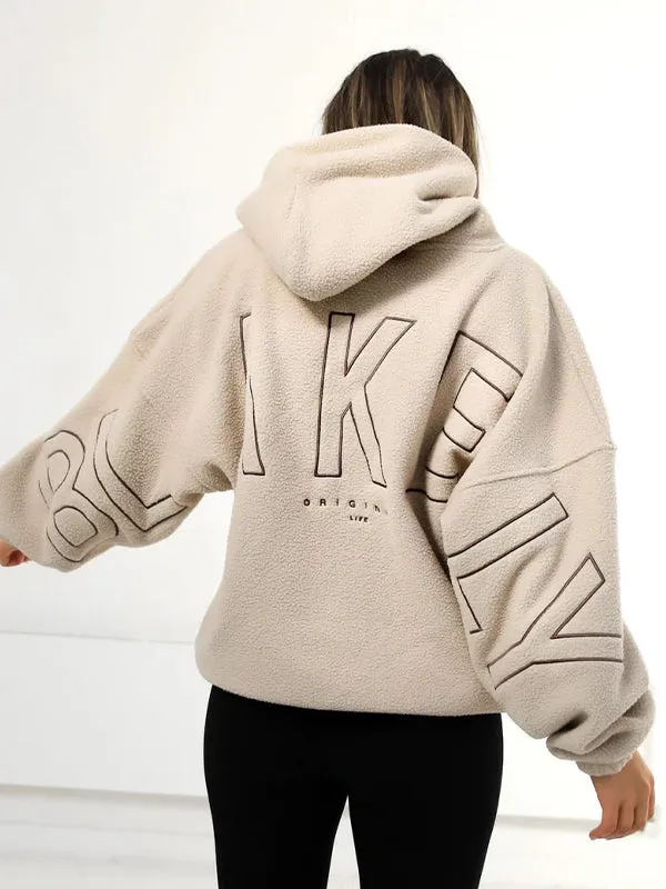 Solid 90s Letter Print Oversized Hoodie