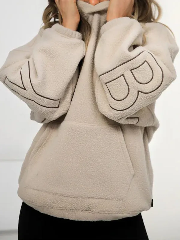 Solid 90s Letter Print Oversized Hoodie