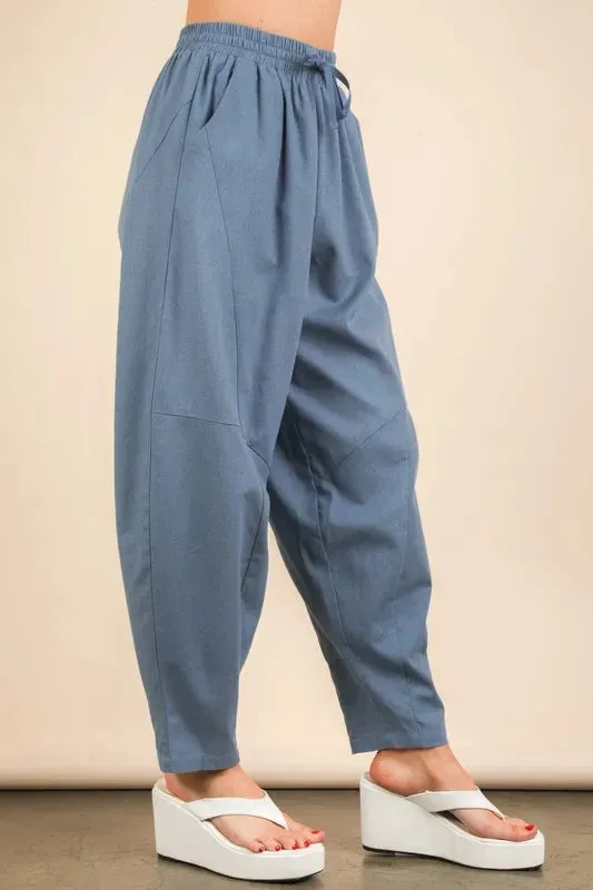 Solid Barrel Comfy Woven Pants For Womem – Relaxed Comfortable and Stylish Fluttering Woven Pants for Everyday Comfort
