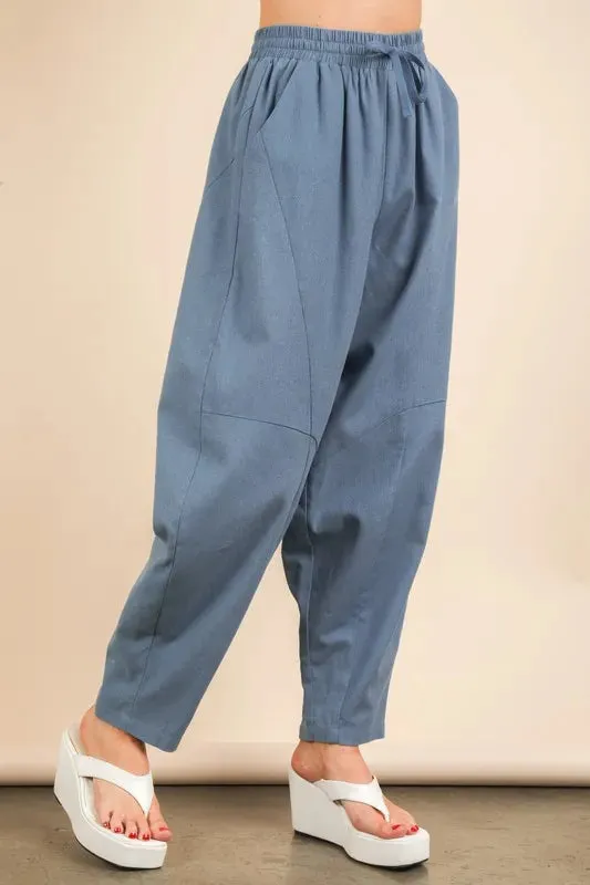 Solid Barrel Comfy Woven Pants For Womem – Relaxed Comfortable and Stylish Fluttering Woven Pants for Everyday Comfort