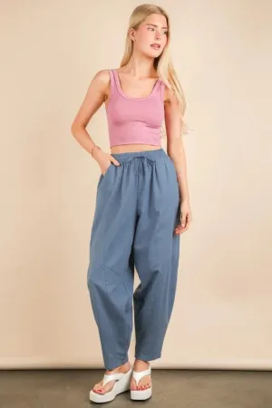 Solid Barrel Comfy Woven Pants For Womem – Relaxed Comfortable and Stylish Fluttering Woven Pants for Everyday Comfort