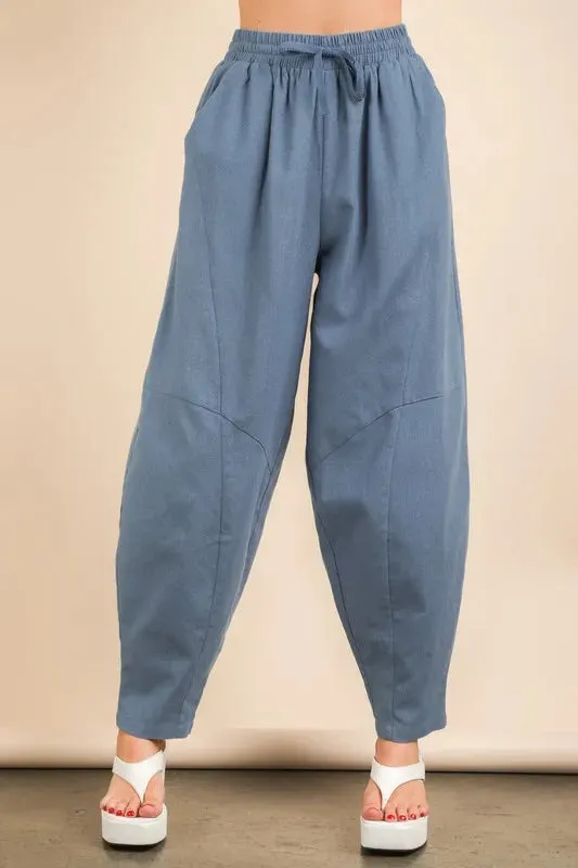 Solid Barrel Comfy Woven Pants For Womem – Relaxed Comfortable and Stylish Fluttering Woven Pants for Everyday Comfort