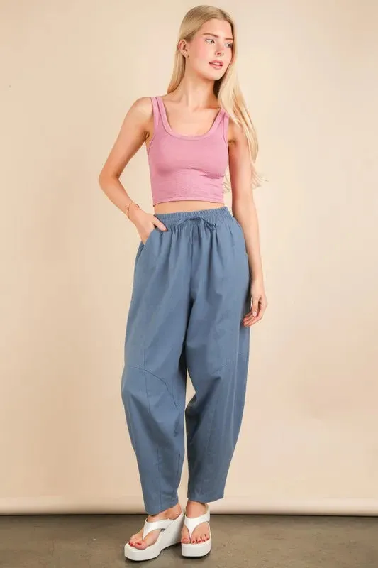 Solid Barrel Comfy Woven Pants For Womem – Relaxed Comfortable and Stylish Fluttering Woven Pants for Everyday Comfort