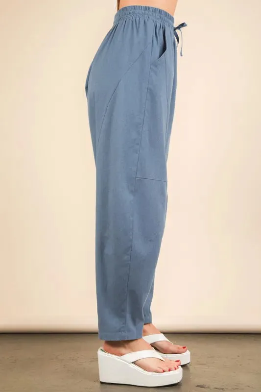 Solid Barrel Comfy Woven Pants For Womem – Relaxed Comfortable and Stylish Fluttering Woven Pants for Everyday Comfort
