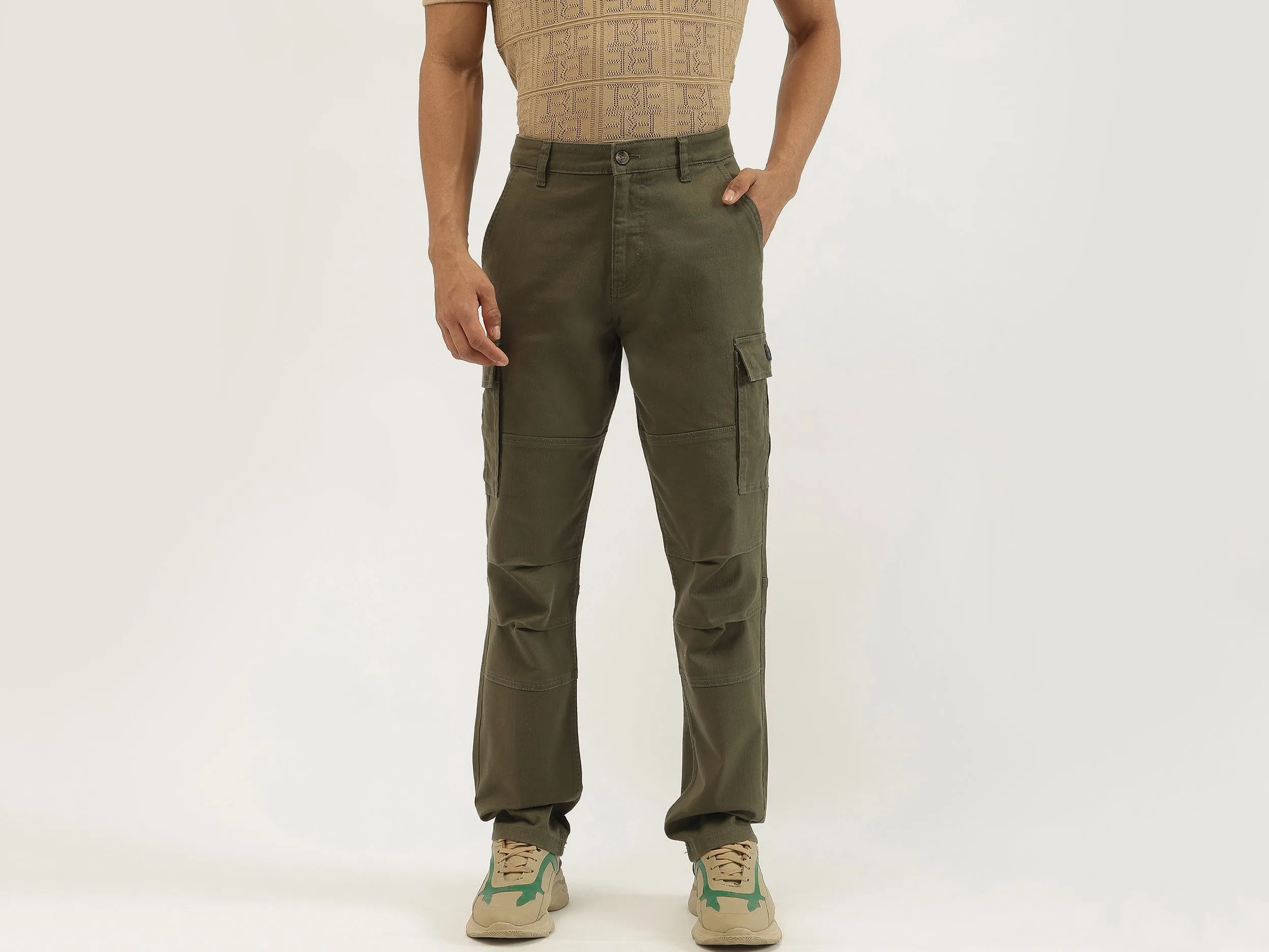 Solid Straight Fit Trousers