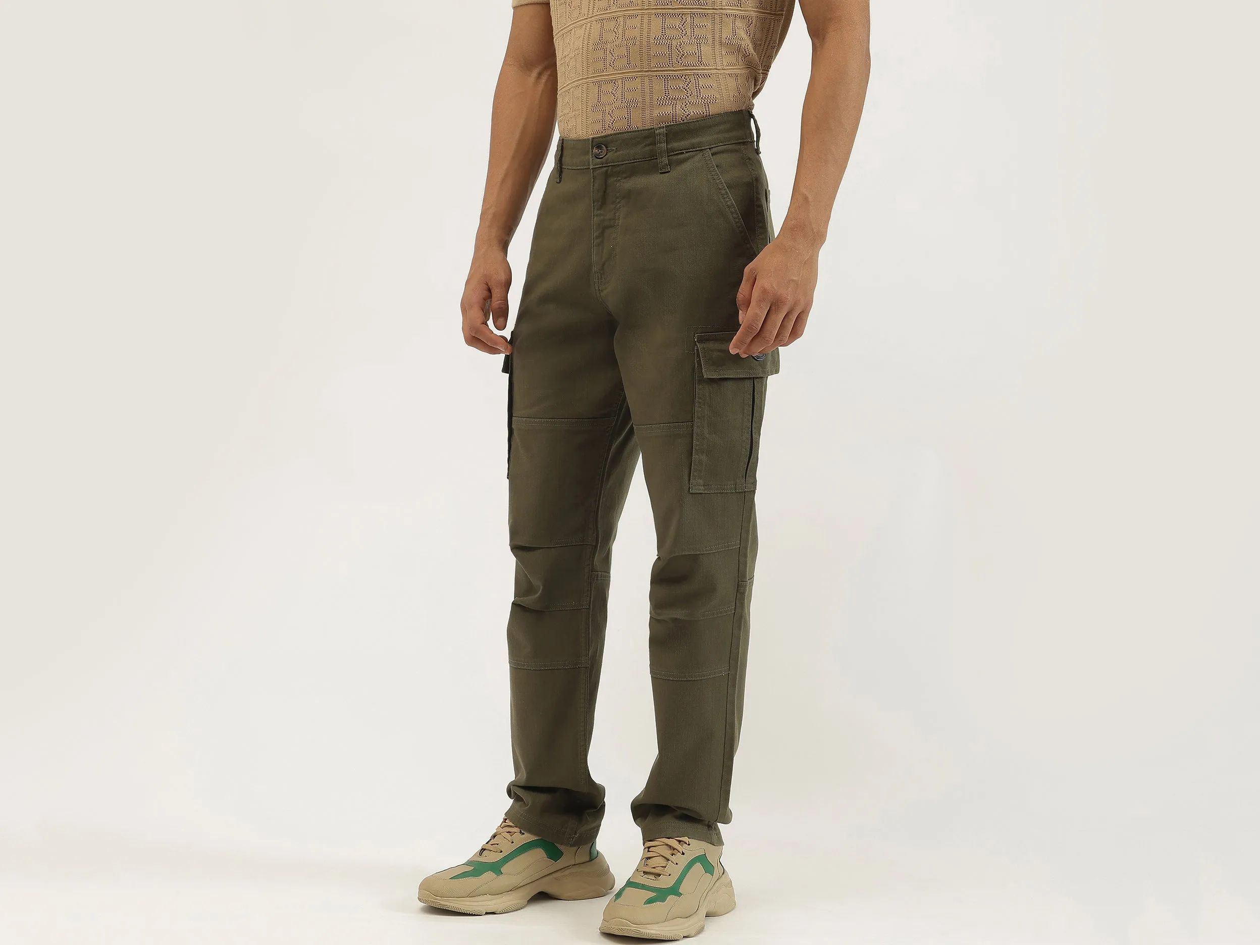 Solid Straight Fit Trousers