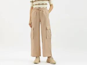 Solid Wide Leg Cargo Trousers