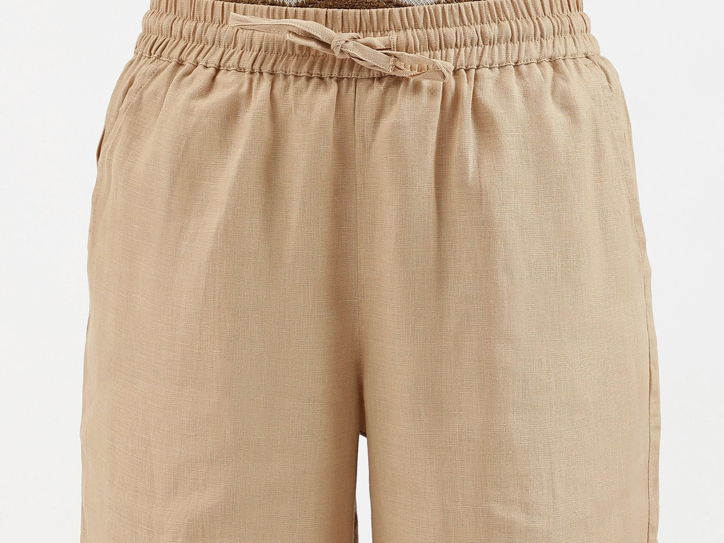 Solid Wide Leg Cargo Trousers