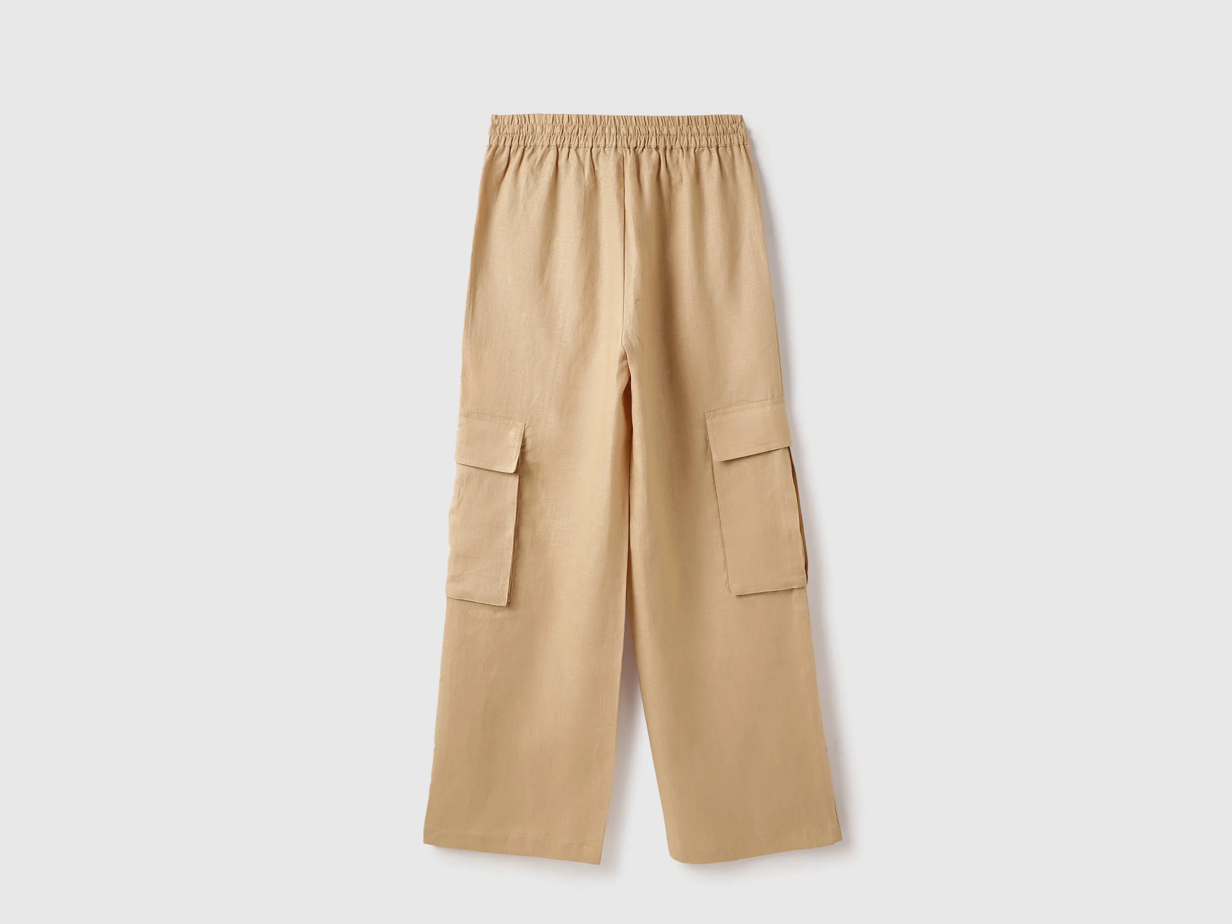 Solid Wide Leg Cargo Trousers