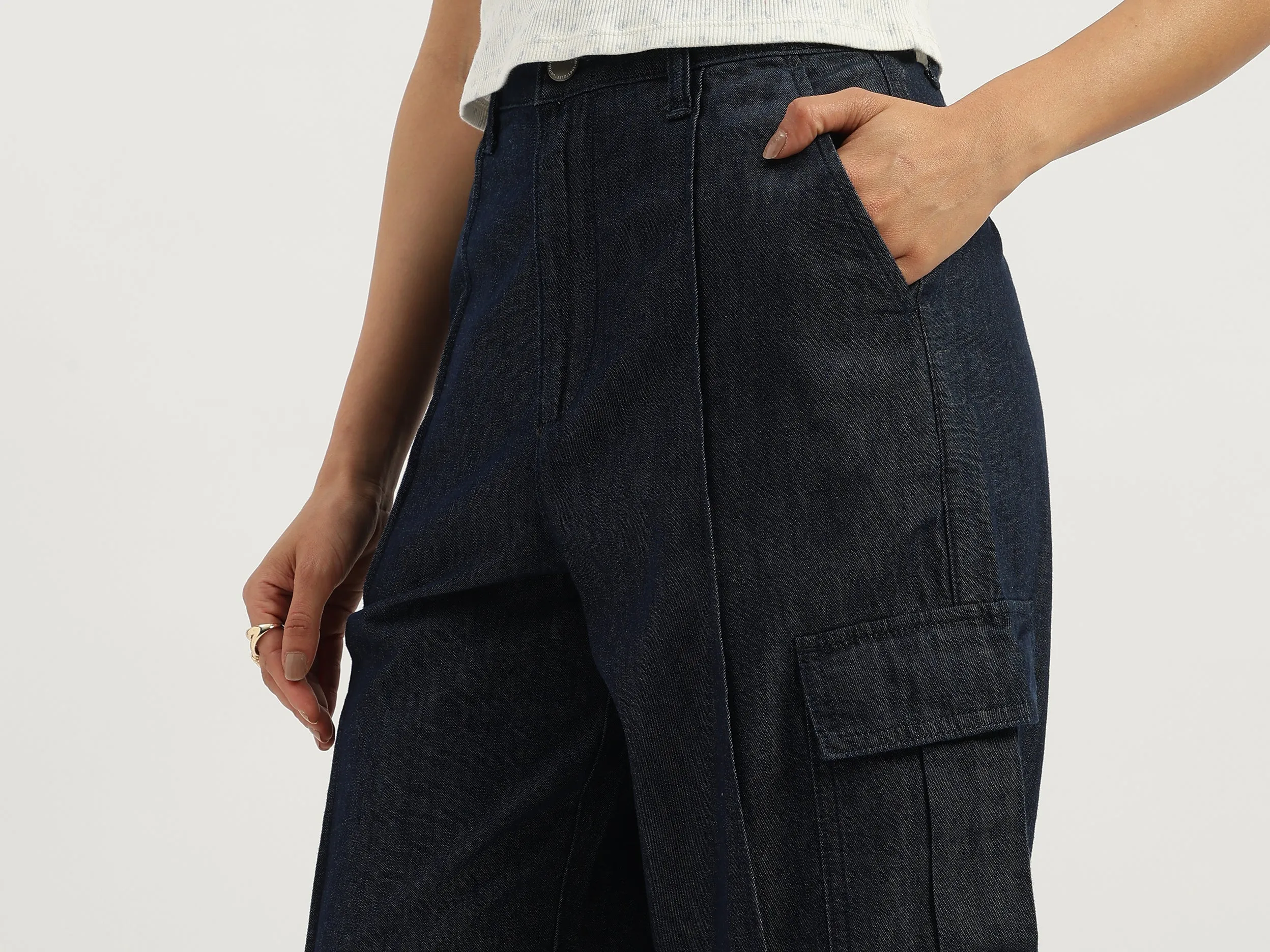 Solid Wide Leg Fit Trousers