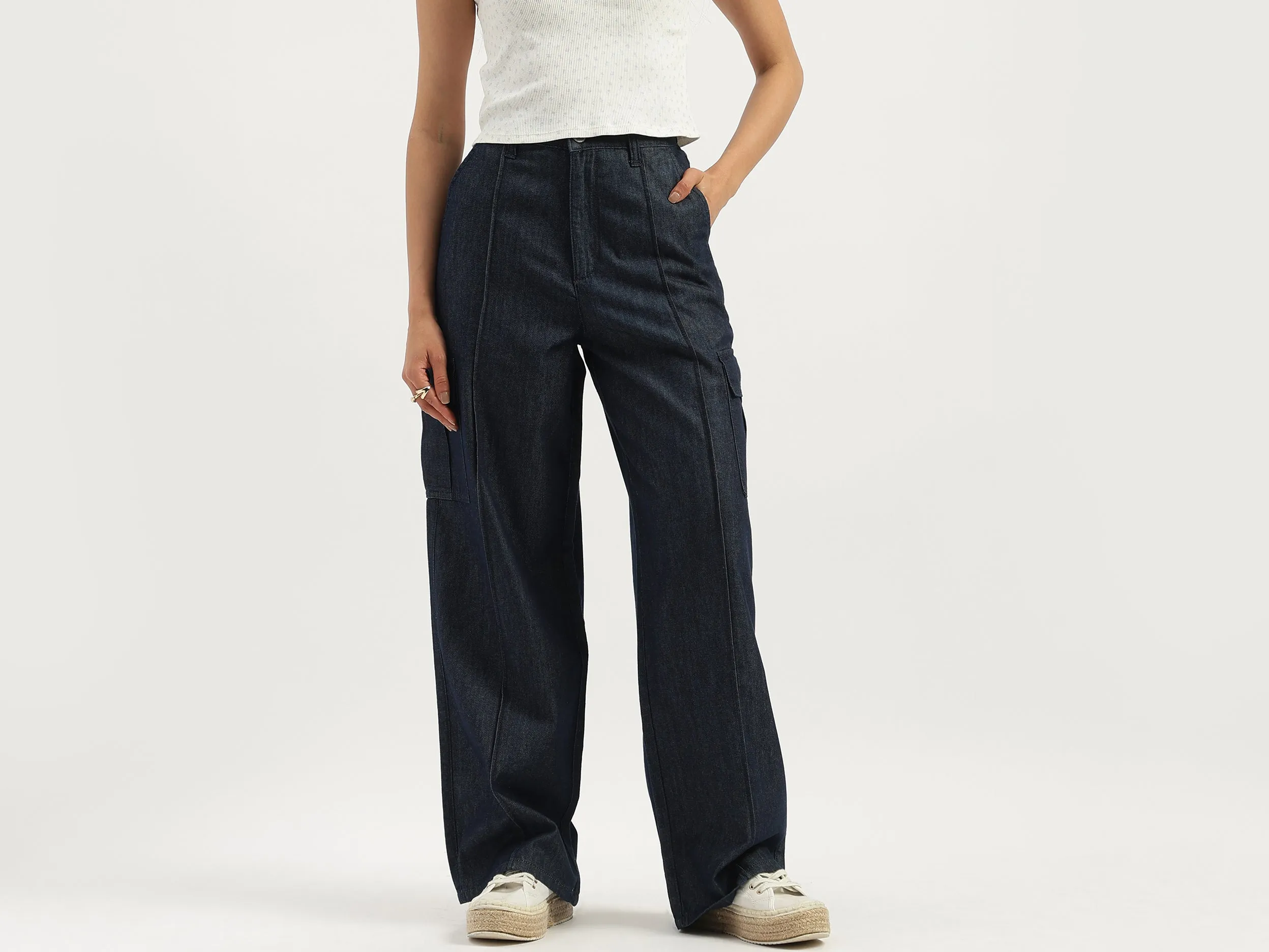 Solid Wide Leg Fit Trousers