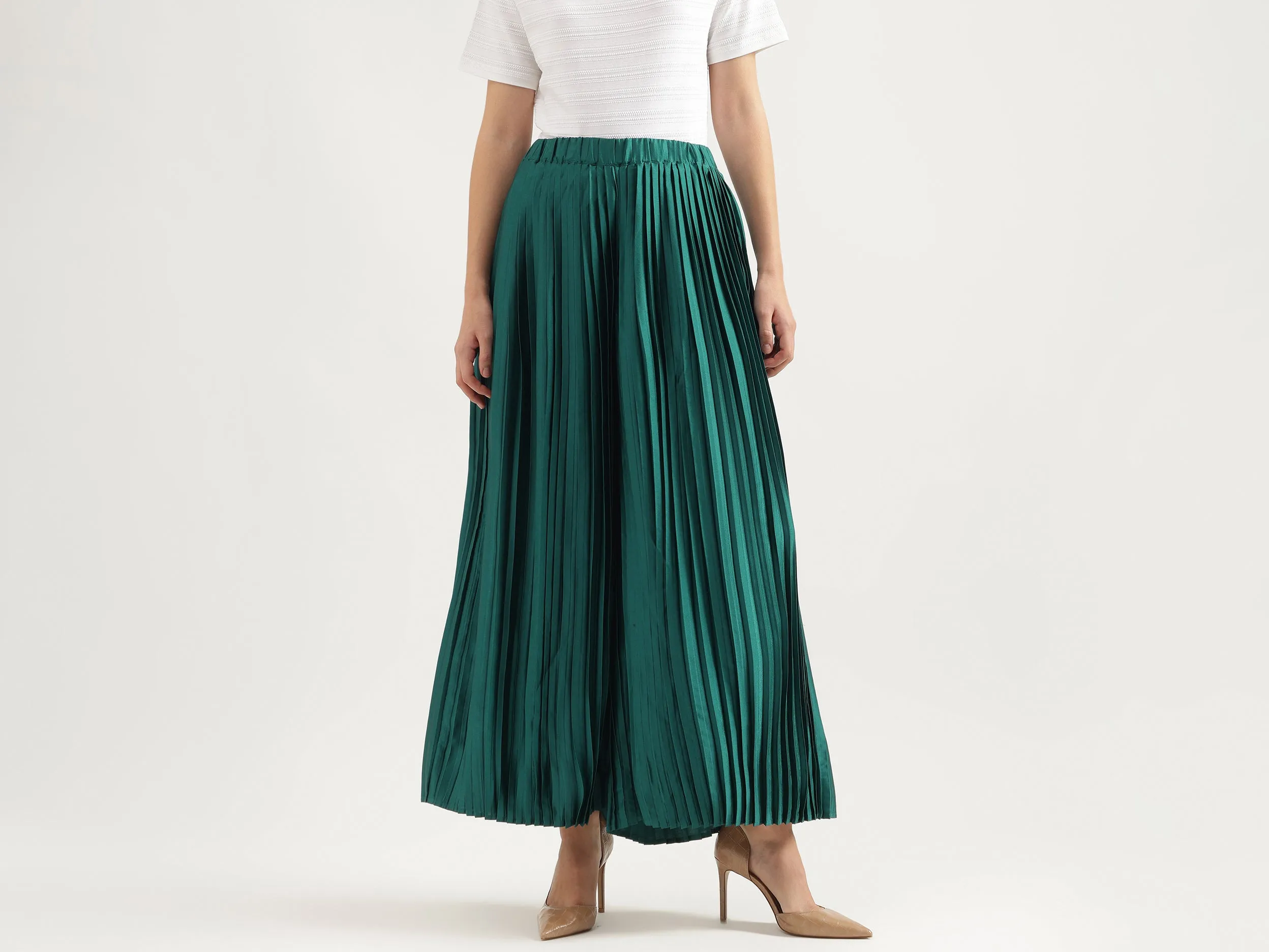 Solid Wide Leg Fit Trousers