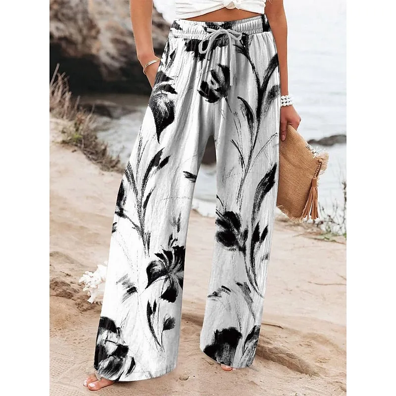 Sophie - Summer Vintage Women's Trousers with Wide Legs"