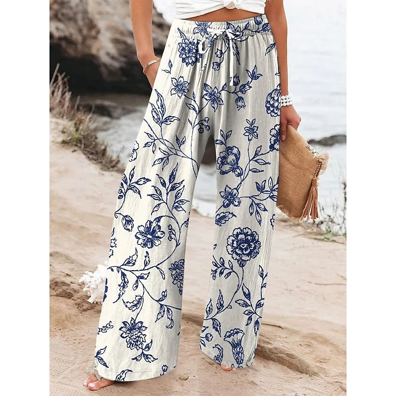 Sophie - Summer Vintage Women's Trousers with Wide Legs"