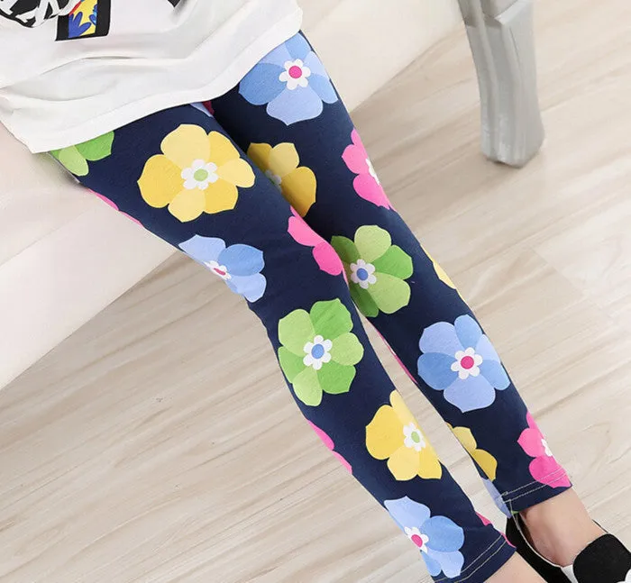 Spring Summer Girls Leggings Casual Fashion Vintage Flower Kids Legging Elastic Waist Children's Pants bobo choses 8-14 Year