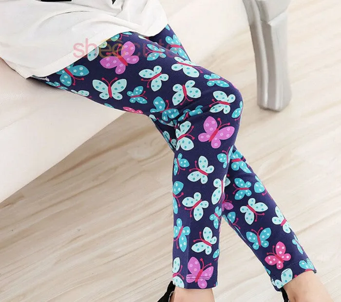 Spring Summer Girls Leggings Casual Fashion Vintage Flower Kids Legging Elastic Waist Children's Pants bobo choses 8-14 Year
