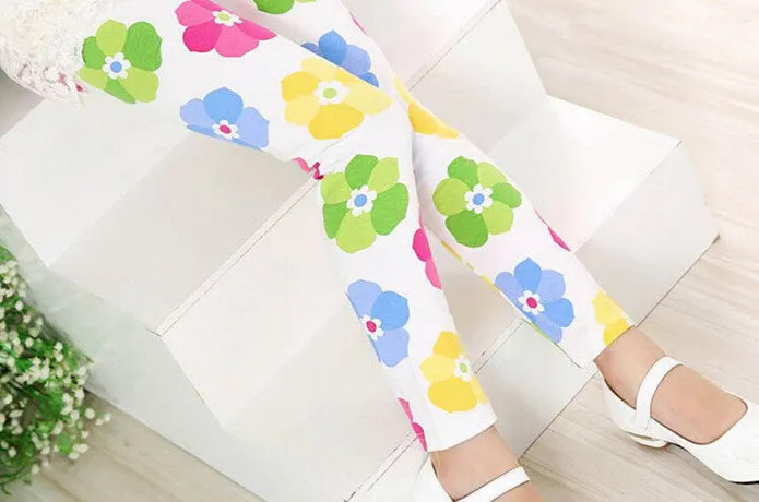 Spring Summer Girls Leggings Casual Fashion Vintage Flower Kids Legging Elastic Waist Children's Pants bobo choses 8-14 Year