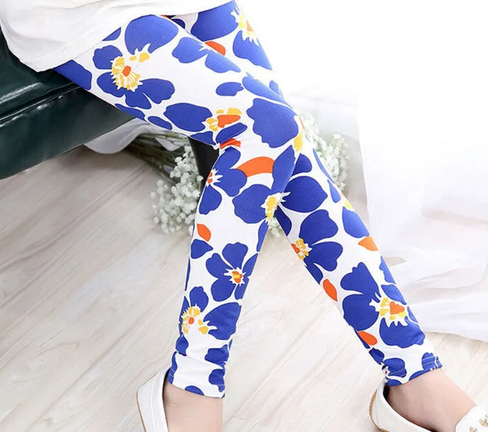Spring Summer Girls Leggings Casual Fashion Vintage Flower Kids Legging Elastic Waist Children's Pants bobo choses 8-14 Year