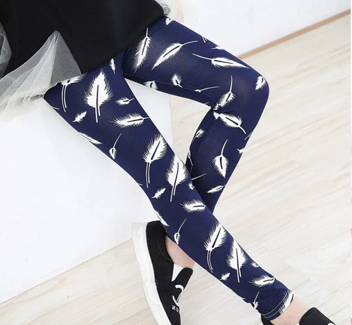 Spring Summer Girls Leggings Casual Fashion Vintage Flower Kids Legging Elastic Waist Children's Pants bobo choses 8-14 Year
