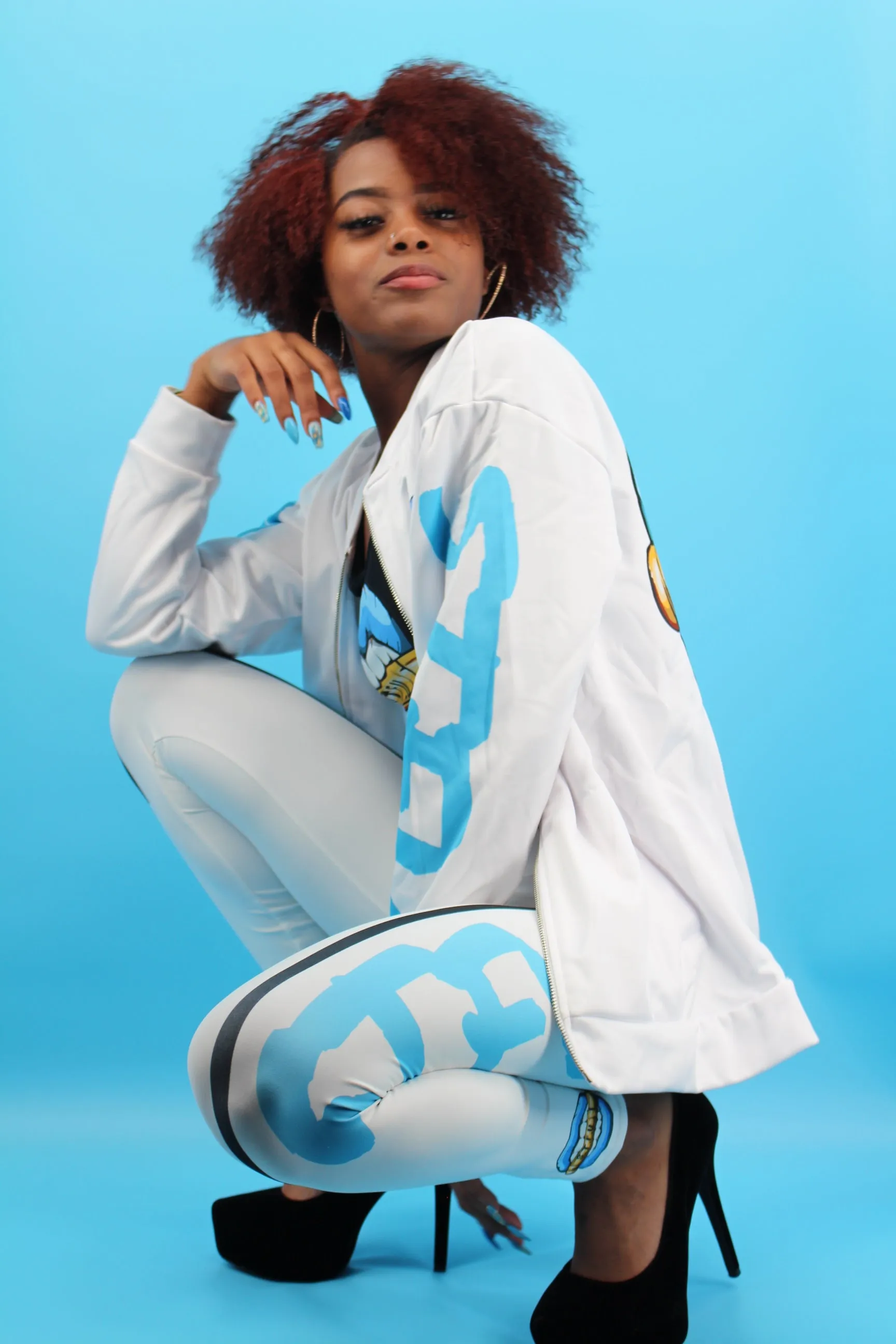 STFU Ice Blue Logo Leggings - White