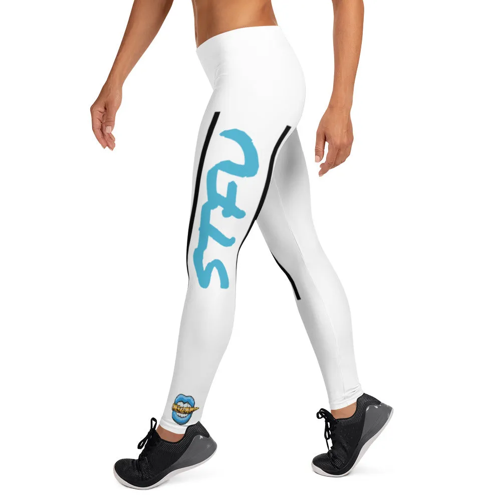 STFU Ice Blue Logo Leggings - White