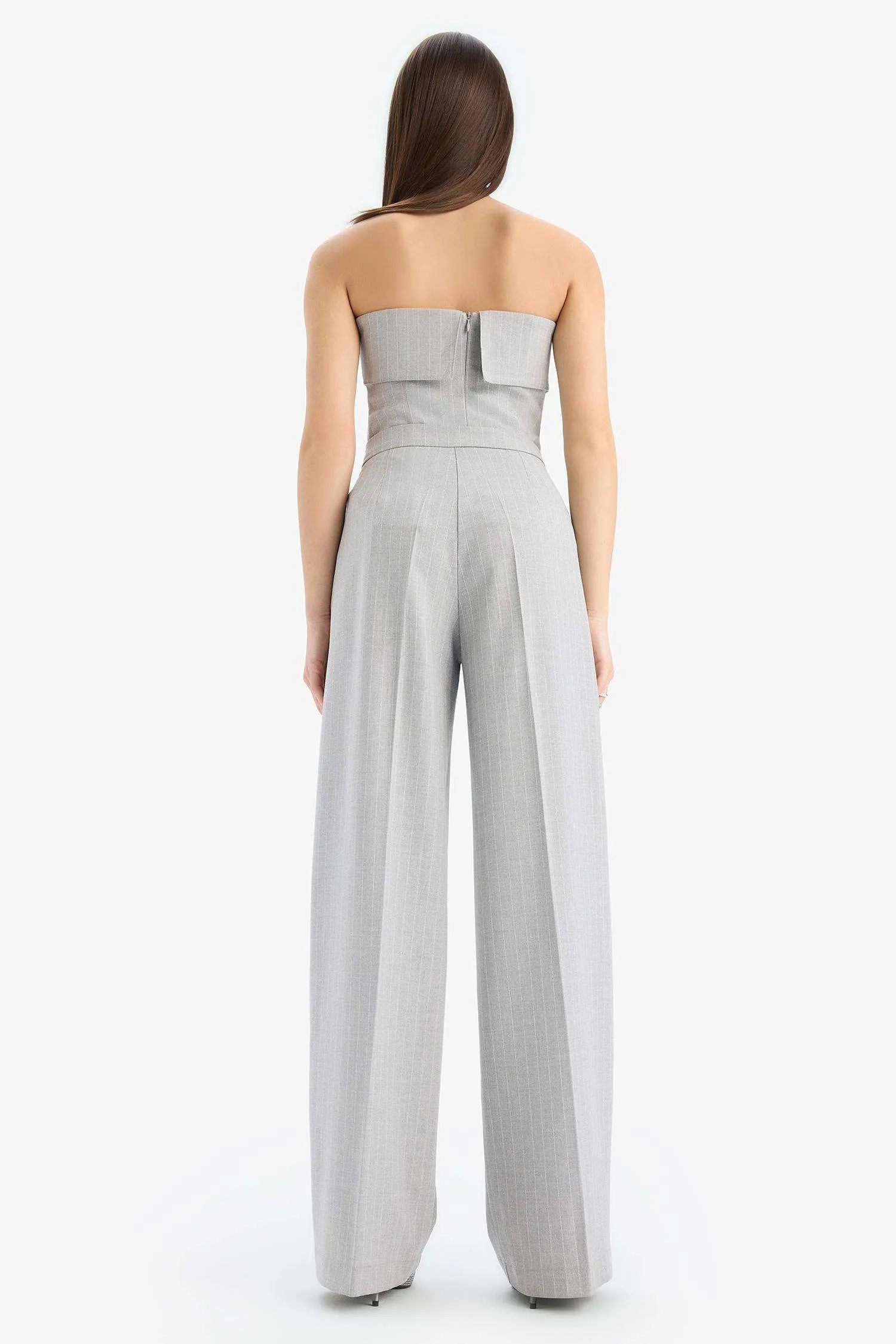 Straight Fit Regular Hem Striped Trousers