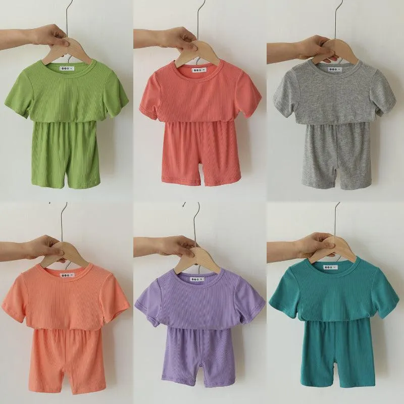 Summer Cotton Thin Short-Sleeved Pajamas For Children