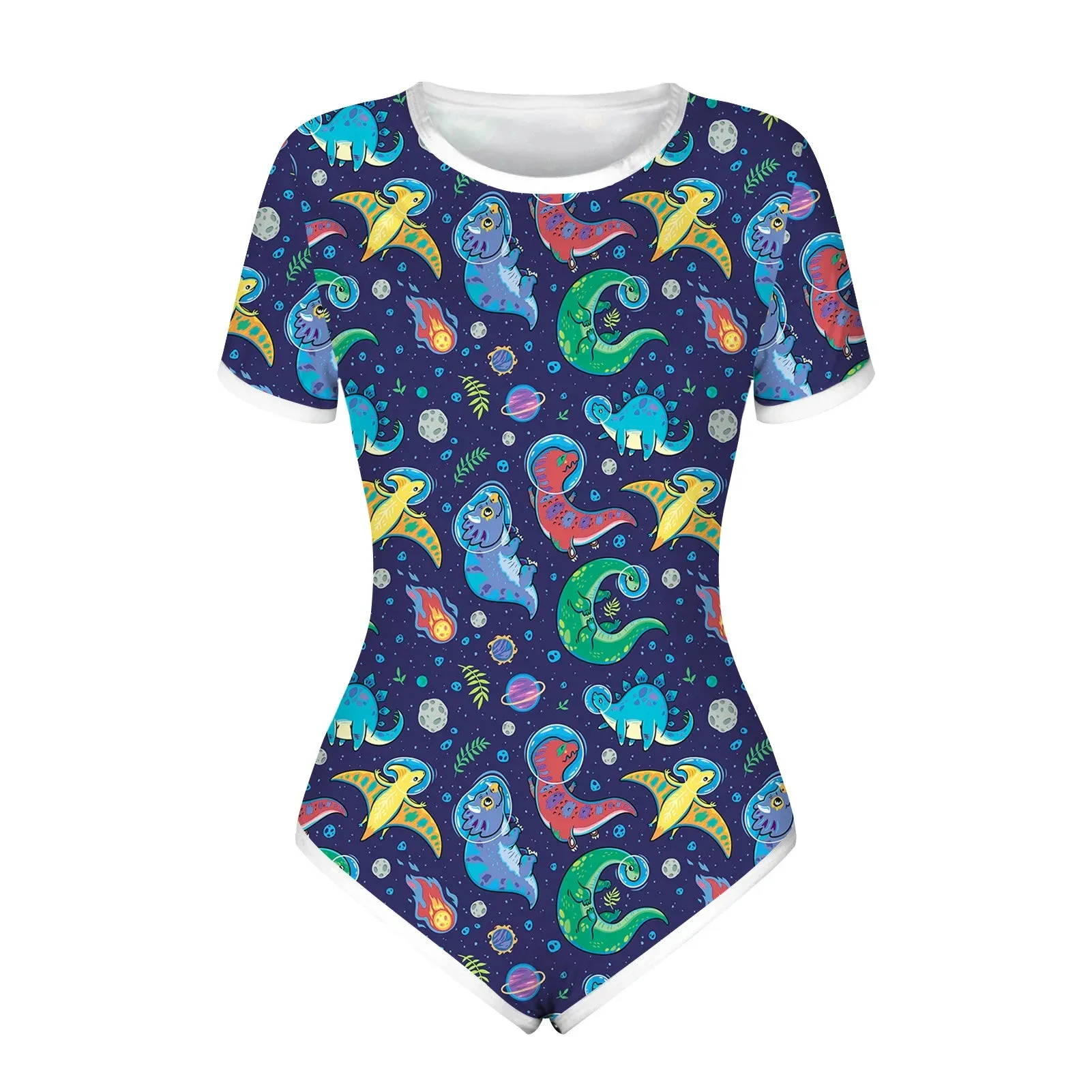 Summer Women Cute Bodysuit Pajamas Shorts Romper Open Snap Crotch Home Wear Teen Girls Sexy Jumpsuit Adult Nightgown Onesies